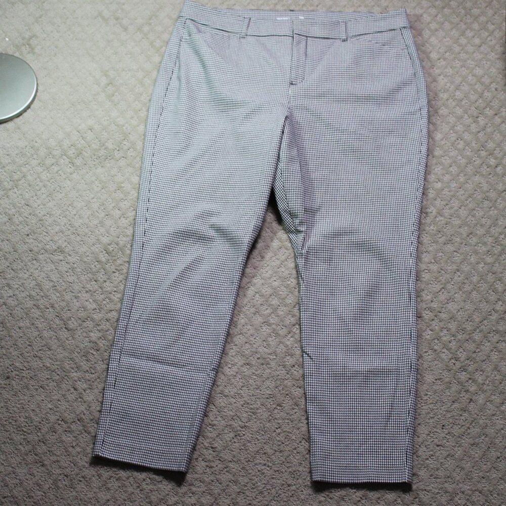 Old Navy Size 16 Pixie High Rise Secret Slim Pockets Black White Check Pants
